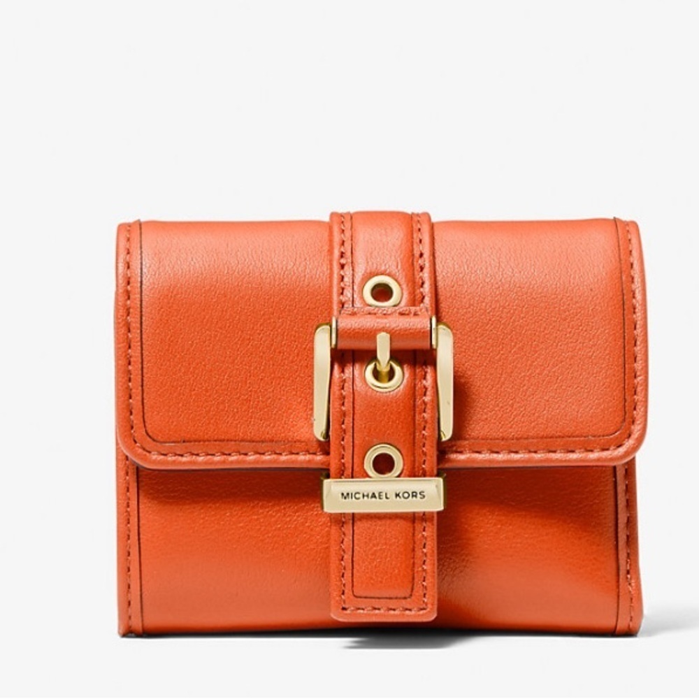 Michael Kors Colby Small Trifold Leather Wallet – Optic Orange